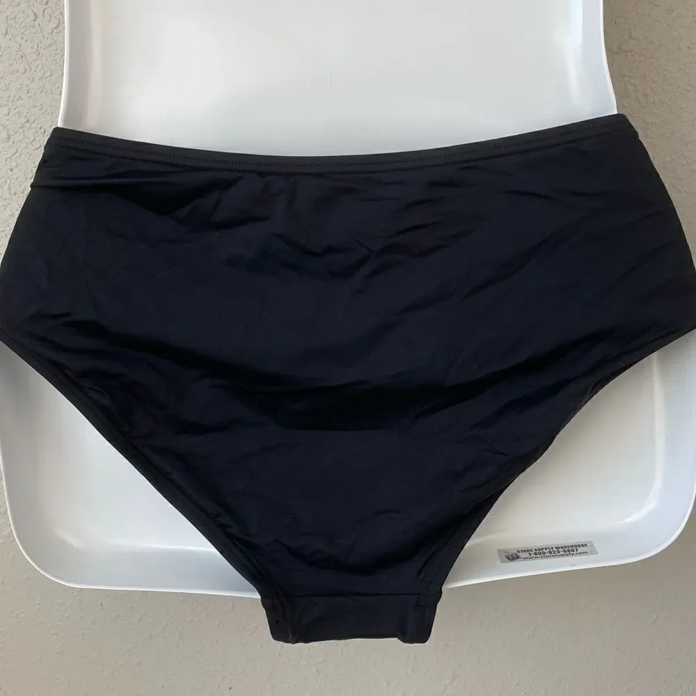 NWT MICHAEL Michael Kors Black Bikini Bottoms Size L
